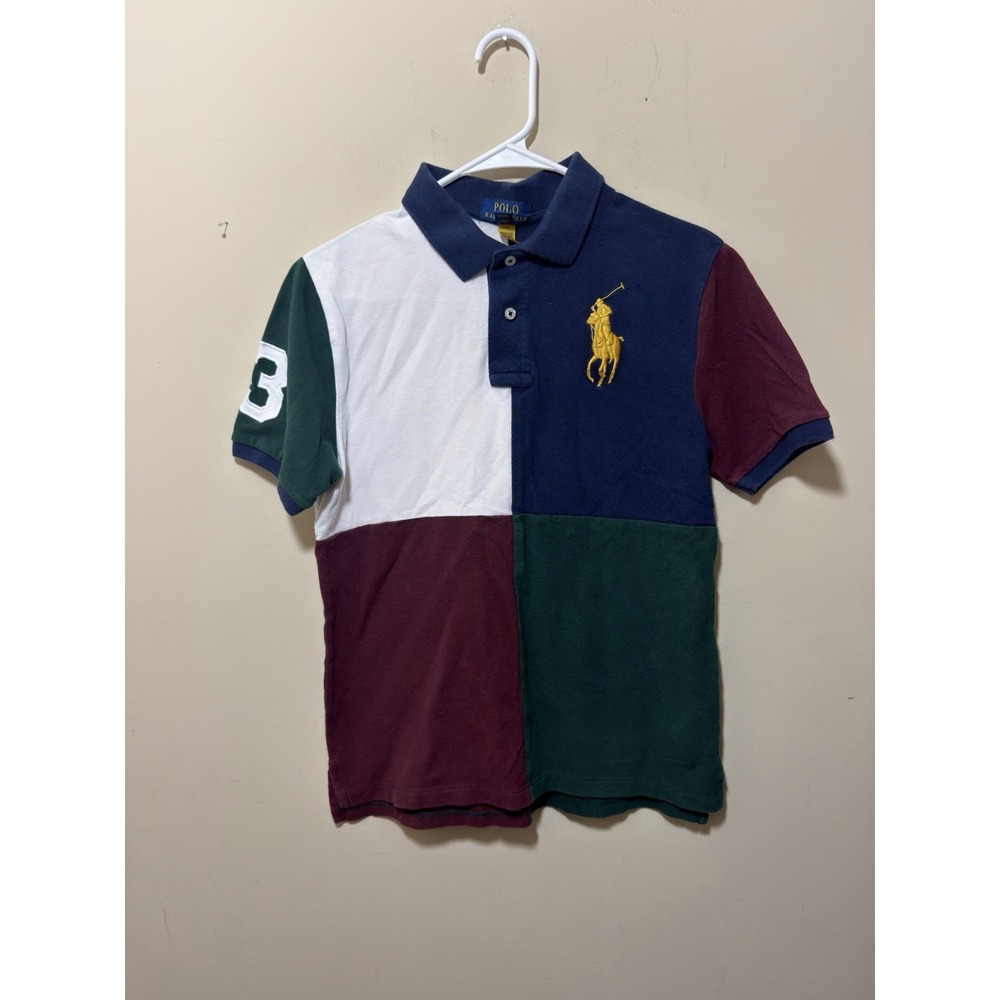 Ralph Lauren Color Blocked Big Pony Polo Shirt Youth L 14/16